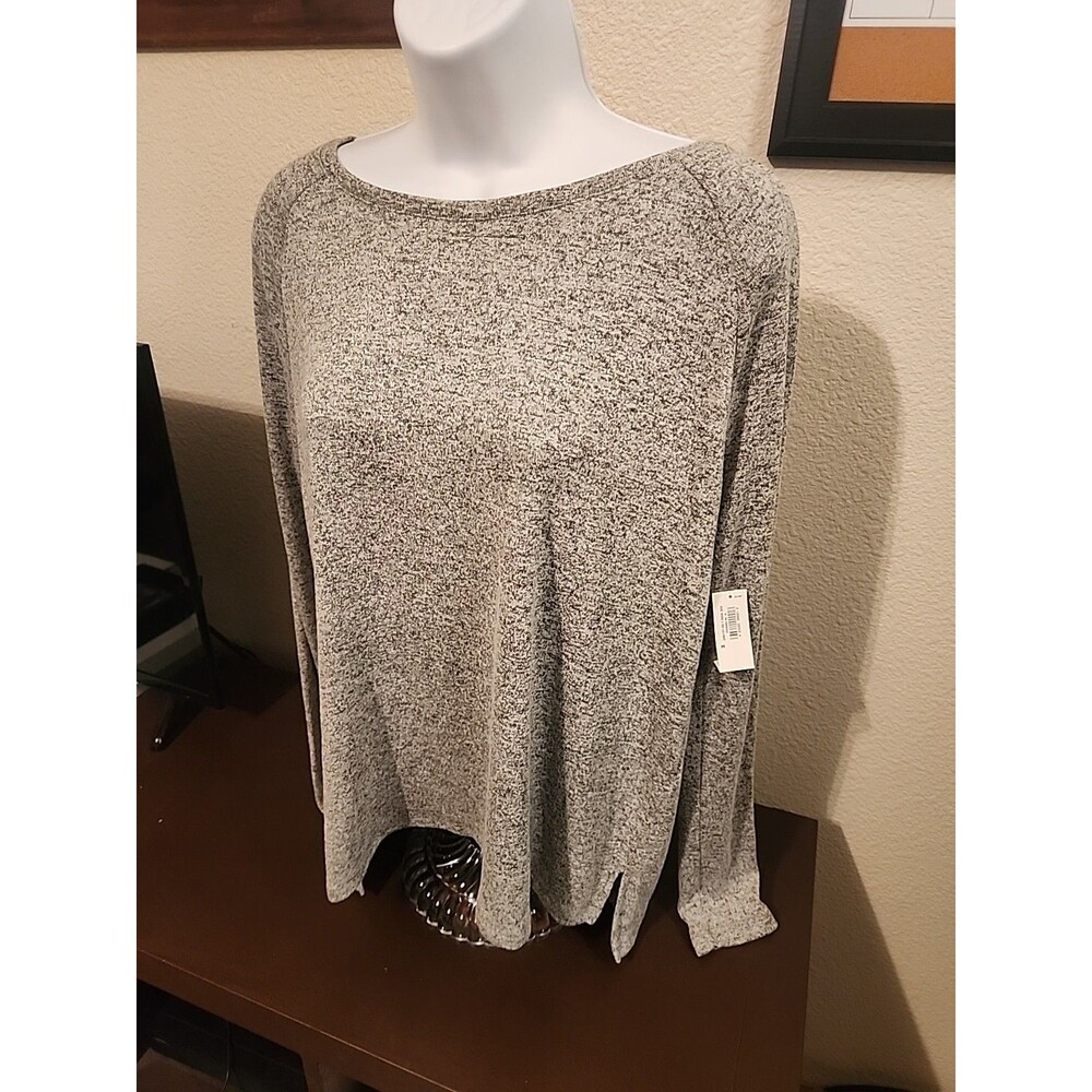 Old Navy LUXE Women's M Gray Pullover Sweater Knit Crewneck Soft Cozy Top